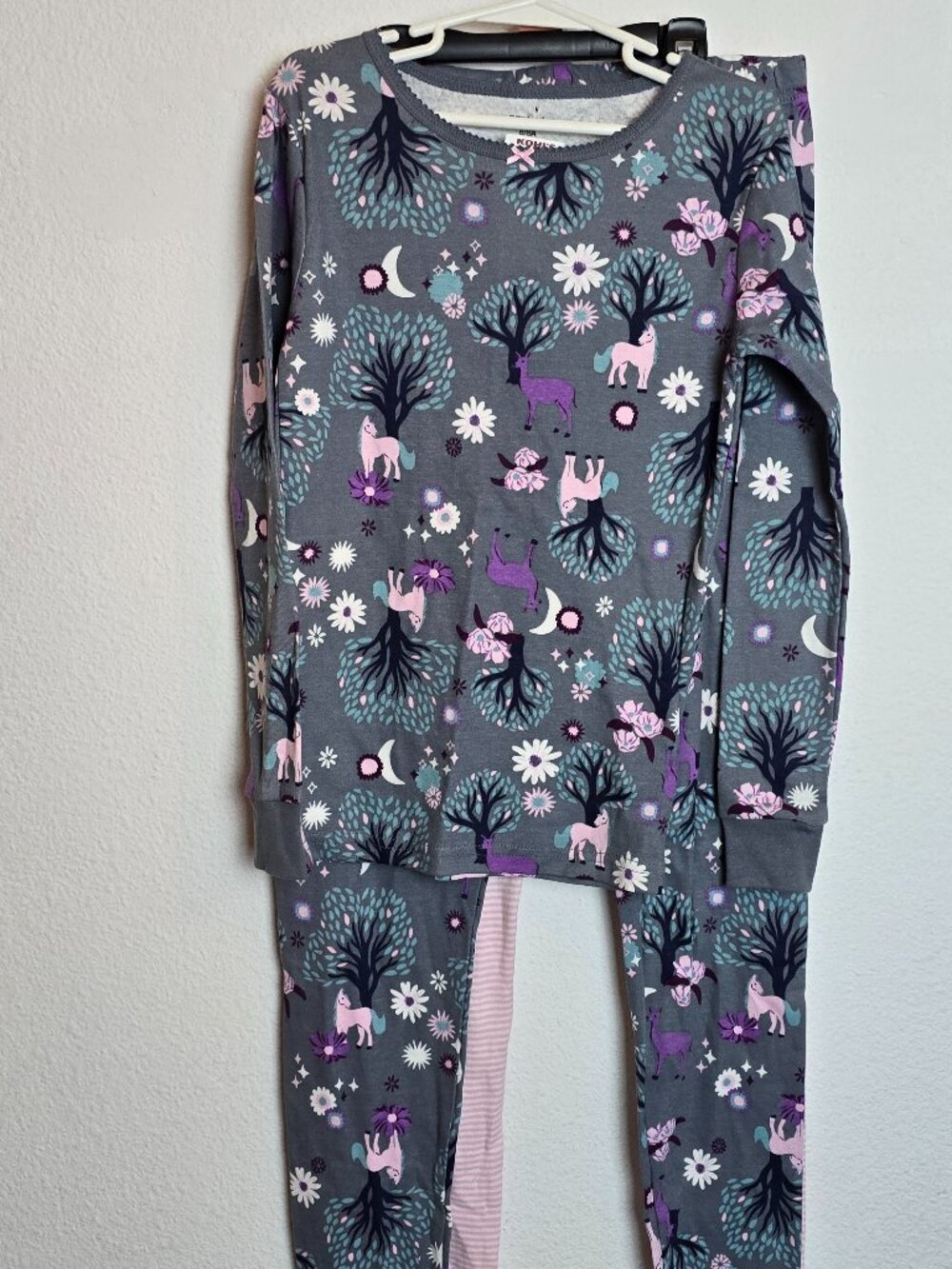 Carters Girls Pajama Set Size 14 With Fairy Print Top & Striped Bottoms